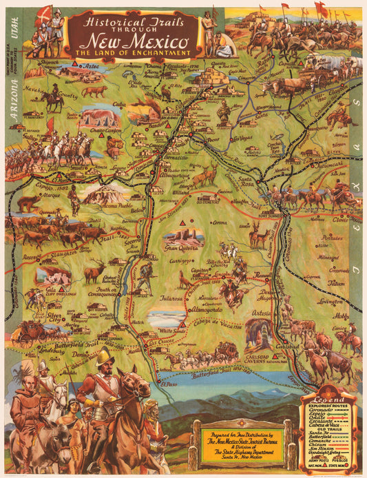 1951 Historic Trails Through New Mexico The Land of Enchantment